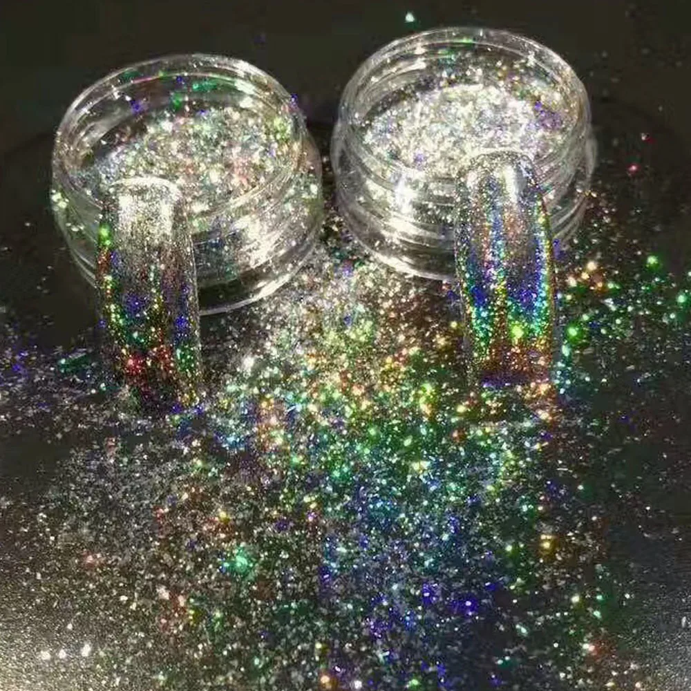 

1pcs New Irregular Chameleon Mirror Holographic Powders Nail Glitter Rainbow Galaxy Paillette Laser Flakes Nails Tips TR323