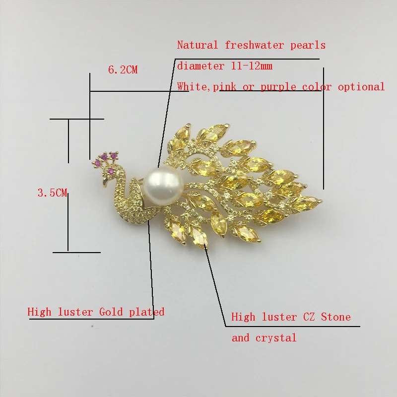 Sinya Natura Pearl Brooch High luster 11-12mm freshwater pearls color optioanl Gold plated high quality fashion jewelry for Mum (3)