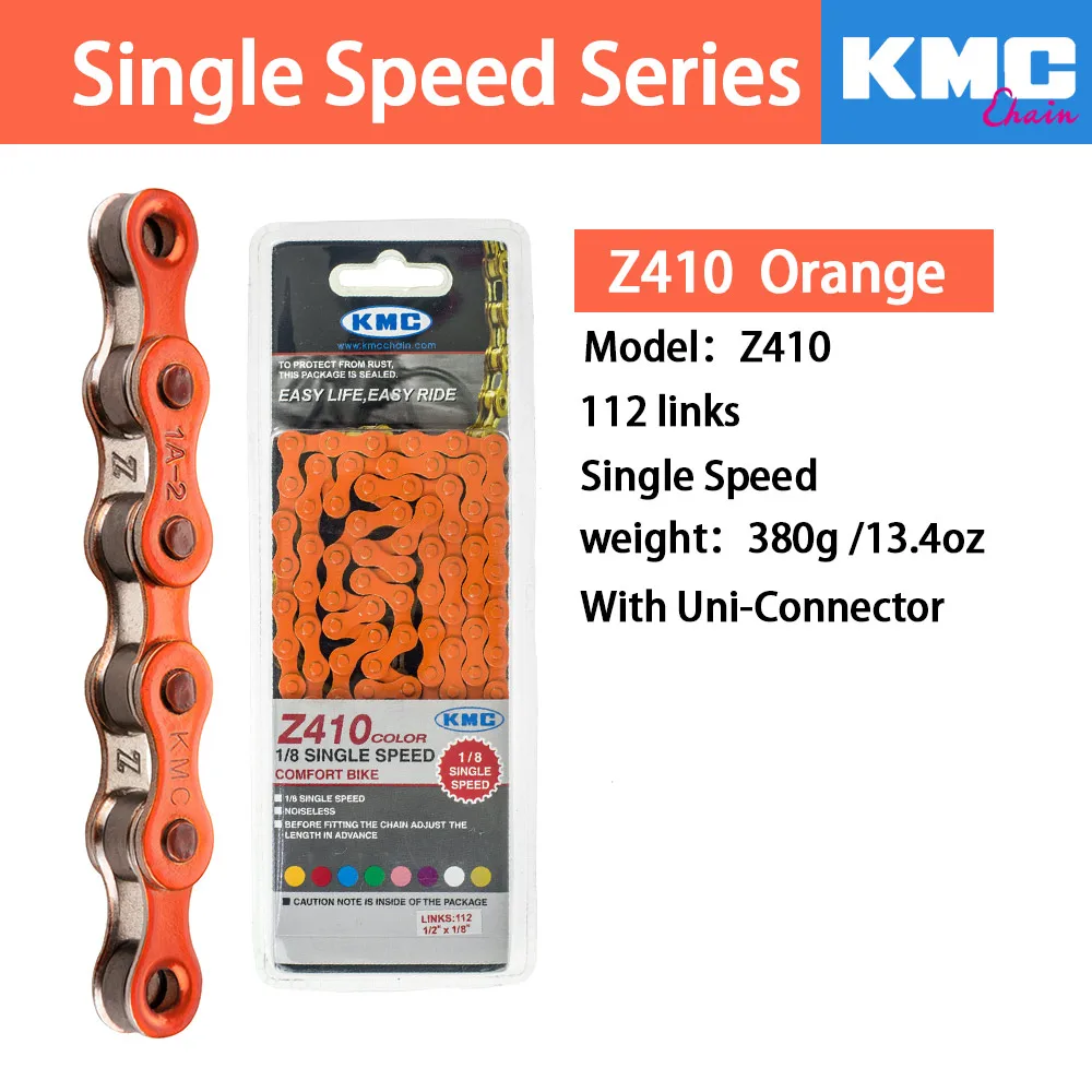 KMC Z410 1/8 односкоростная цепь с фиксированной передачей велосипедная цепь 112L городской Досуг велосипед Складная велосипедная цепь многоцветная велосипедная цепь 390 г