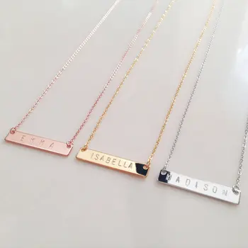 

PINJEAS custom DIY name necklaces handmade bar necklace letter choker initial Personalized woman Gift birthday