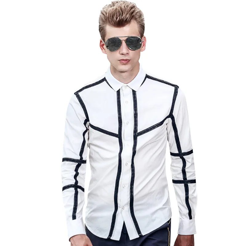 

Fanzhuan Free shipping New fashion casual male long-sleeve men's long sleeved shirt original design 713156 geometric personality
