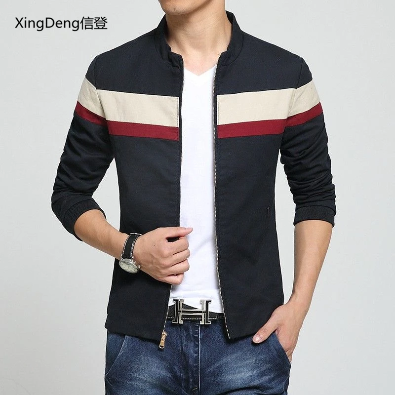 Skup XingDeng 2018 na co dzień na zamek błyskawiczny odzież sportowa Patchwork kurtka Slim Bomber płaszcz moda kurtki ubrania trend college top płaszcze 5XL