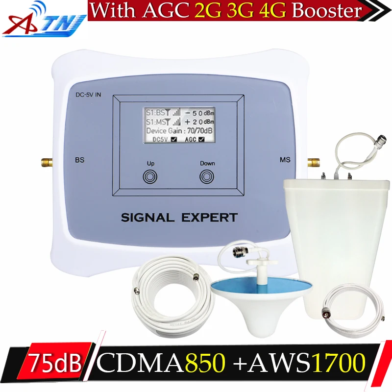 

ATNJ For Mexico Dual Band CDMA 3G 850/AWS 1700MHz 4G Mobile Signal Booster 2G 3G 4G Signal Repeater repetidor 850 mhz celulares