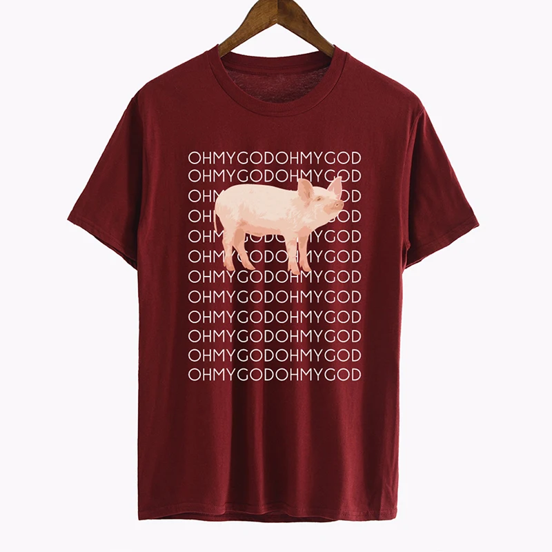 Harajuku/футболка с надписью OH MY GOD Pig женская летняя забавная футболка 3d изображением