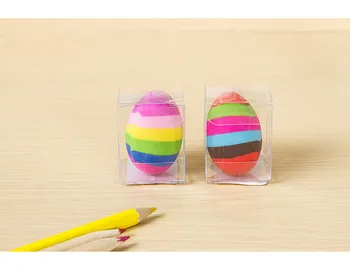 

1 Pcs Kawaii Colorful Rainbow Stripe Egg Rubber Pencil Erasers Cute School Student Eraser for Kids Drawing Correction Stationery