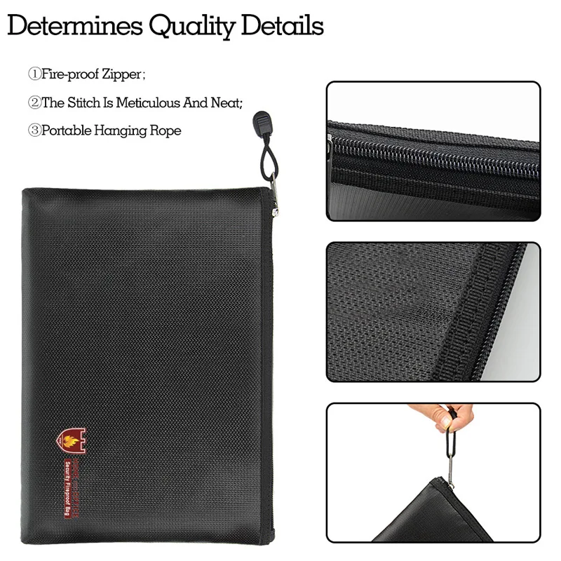 

Anti Fire File Pouch Fireproof Money Durable File Envelope Double-Sided Business Fireproof Document Bag Valuables 29*20cm