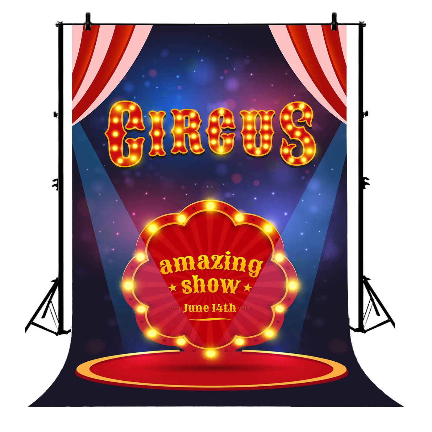 

5x7ft Circus Poster Amazing Show Stage Spotlight Flash Polyester Photo Background Portrait Backdrop