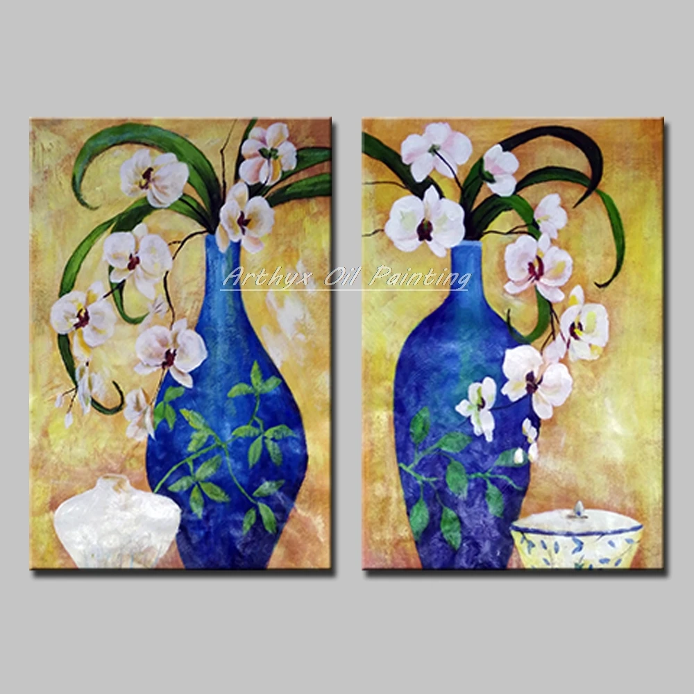 

Arthyx Pictures Hand Painted Bottle of Flower Oil Paintings on Canvas,Modern Abstract Poster Wall Art For Living Room,Home Decor