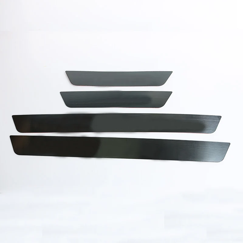 black 4 pieces Lsrtw2017 Нержавеющая сталь резиновый уплотнитель двери автомобиля против царапин накладки на пороги полосы планки для Chevrolet Cavalier - Название цвета: black 4 pieces