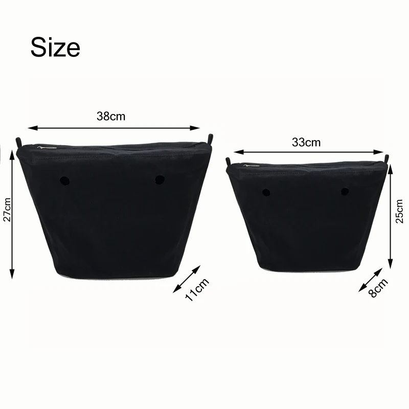 Classic Mini Size waterproof Solid Canvas Insert Inner Lining Insert Zipper Pocket for Obag O Bag handbag Silicone bag