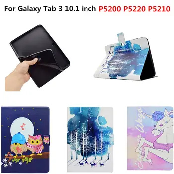 

Print Stand Protective Cute PU Leather Lovely TPU Shell Back Cover Case For Samsung galaxy tab 3 10.1 GT-P5200 P5200 P5210 P5220