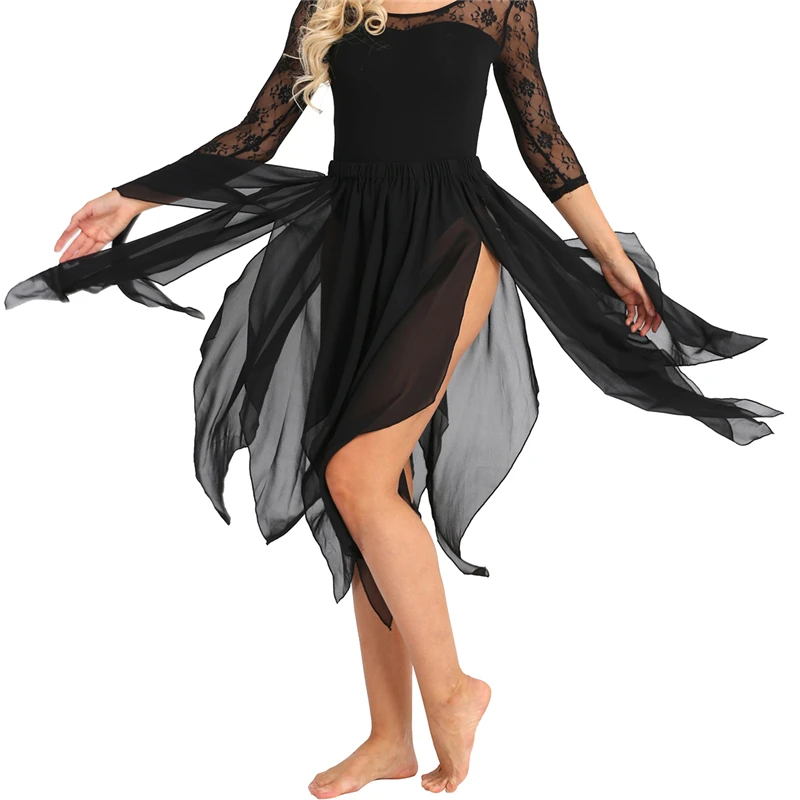 IIXPIN Женская Асимметричная юбка для танца живота, 13 панелей, шифоновая юбка с разрезом по бокам, для взрослых, для выступлений, танцевальный костюм юбка, костюмы для танца живота