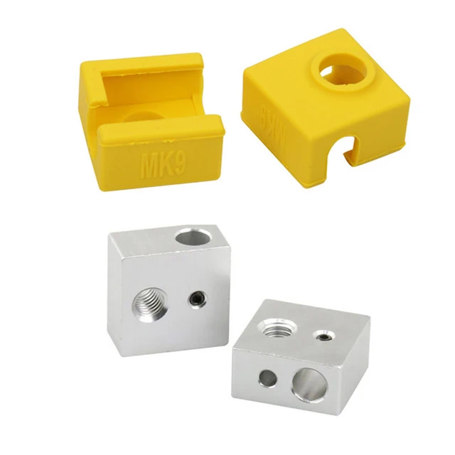 Best Offers 3pcs MK7 MK8 heated block+Silicone Insulation Socks cover 20*20*10MM For Wanhao Anet a6 a8 Reprap Prusa Tronxy 3d printers parts
