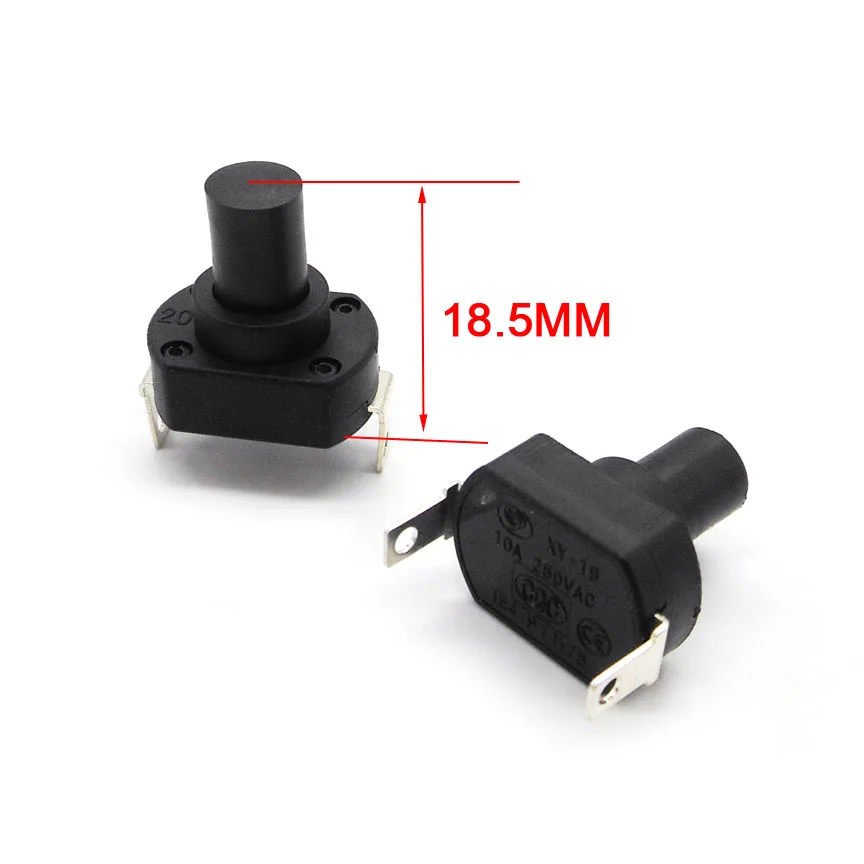

2PCS Self Lock 6A/10A 250V Flashlight Button Switch High Temperature Resistance Torch Spare Parts Switches 13.5mm 15.5mm 18.5mm