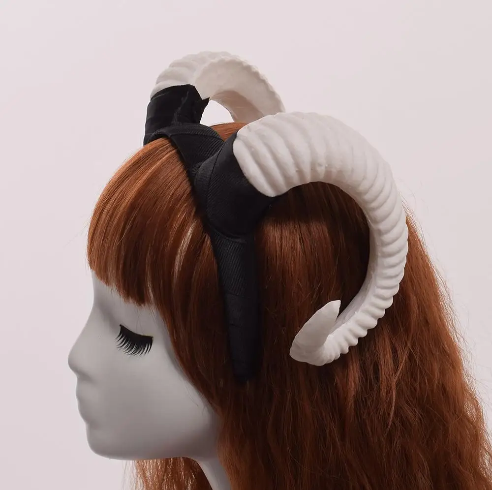 Black Devil Horns Cosplay Sleep Style Gothic RAM Headband Hair Clips Accessories for Enhanced Aesthetic Impact image 6