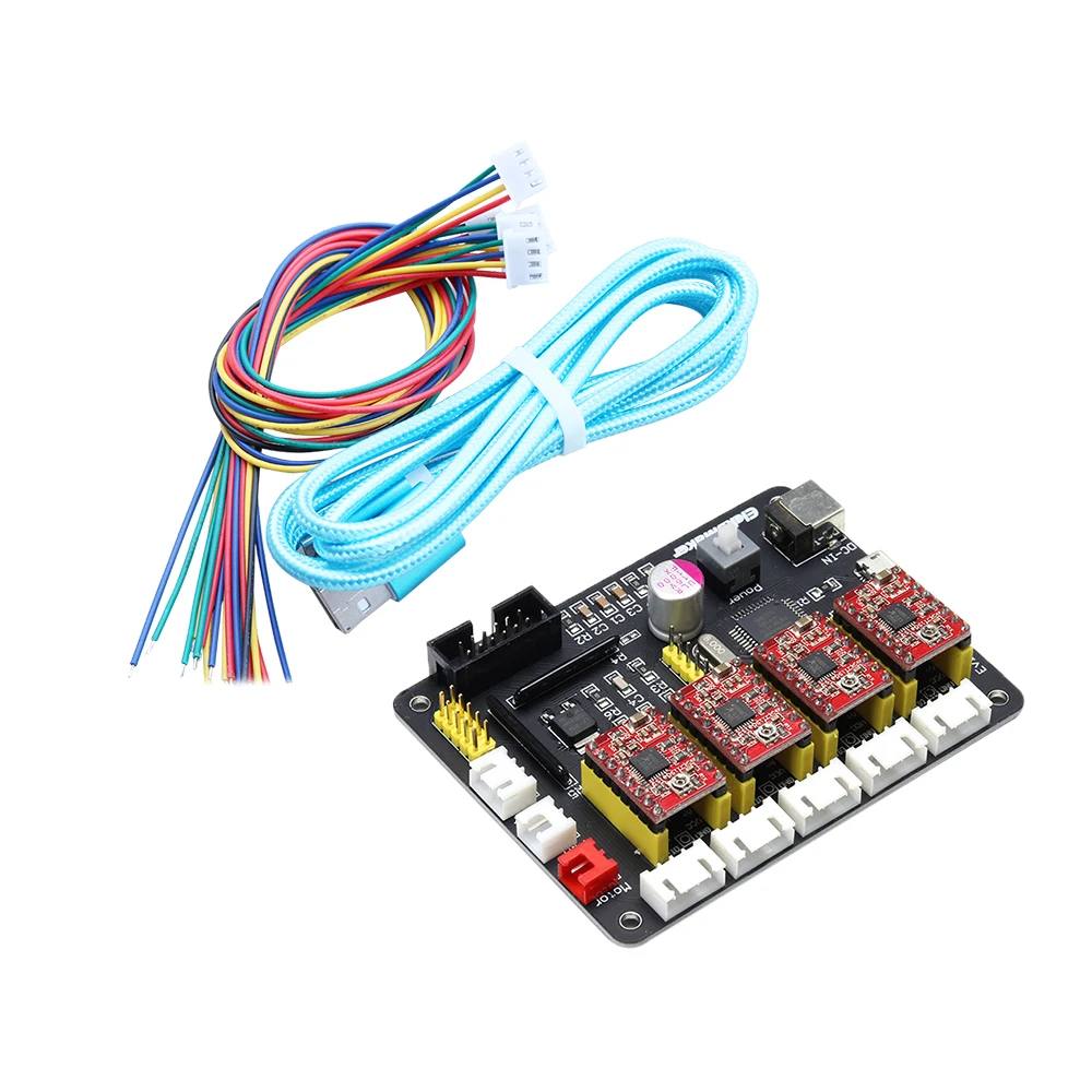

EleksIVAxis XYZA 4 Axis Stepper Motor Driver Controller Board Control Panel + USB Cable + 2P+ 3P+4P Lines For DIY Laser Engraver