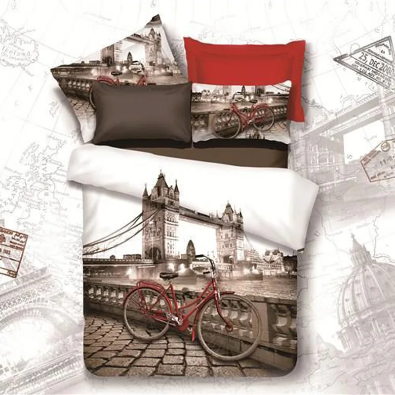 3d oil painting london tower bridge bedding set queen 100 cotton london bed sheets