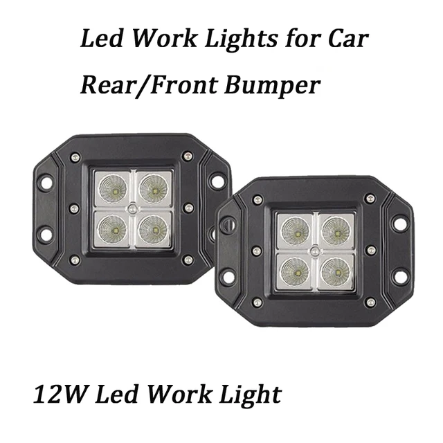 2pcs 3 12v 24v 12w led light with flush mount ip67 offroad cube