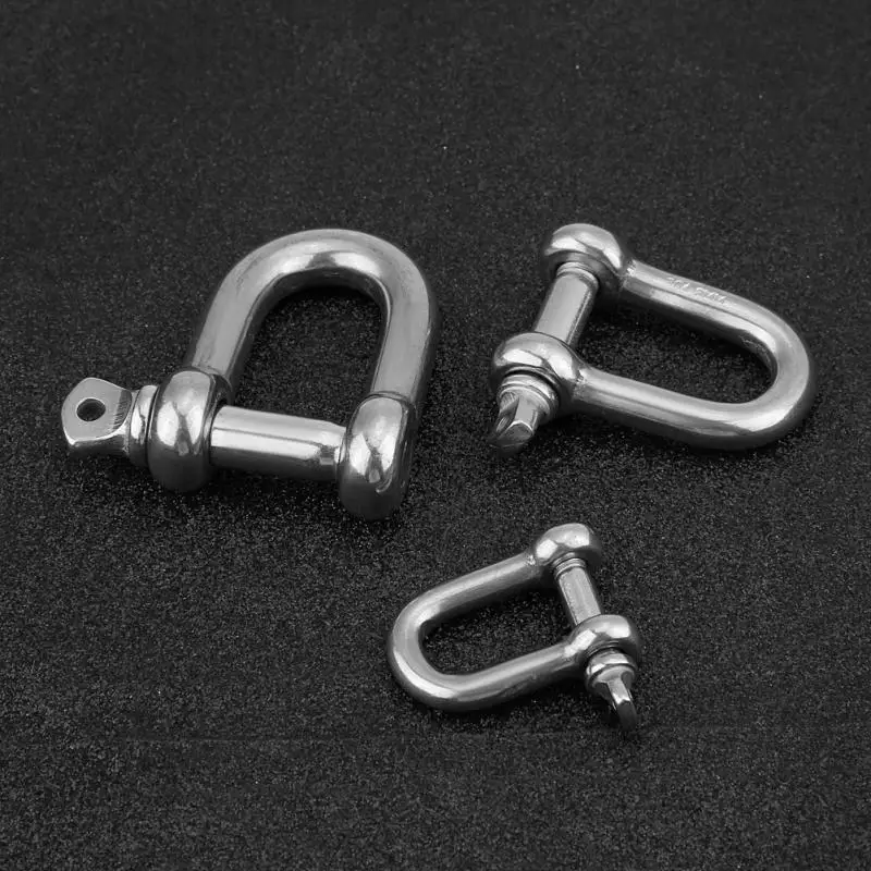 

3 Types M6 M8 M10 2Pcs Durable 304 Stainless Steel D Style Chain Snap Shackles for Boat D Rigging Shackle