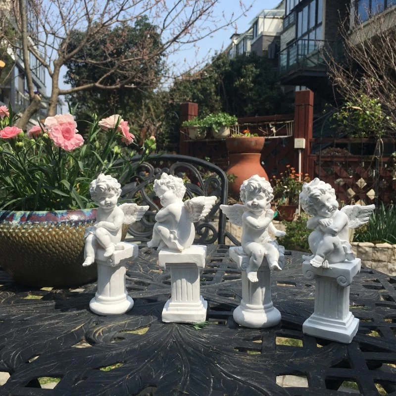 

European Creative Resin Angel Figurines Home Furnishing Decoration Crafts Garden Park Decor Lucky Home Table Statue Ornament Art