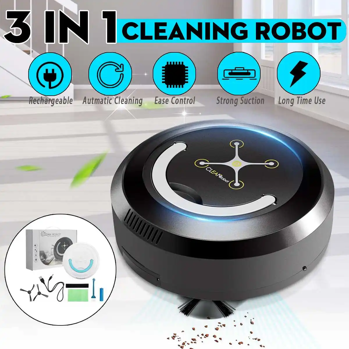 

warmtoo 3 in 1 Smart Robot Vacuum Cleaner Automatic Sweeping Dust Cleaner Robotic Mop Sweeper ABS + Electronic Components