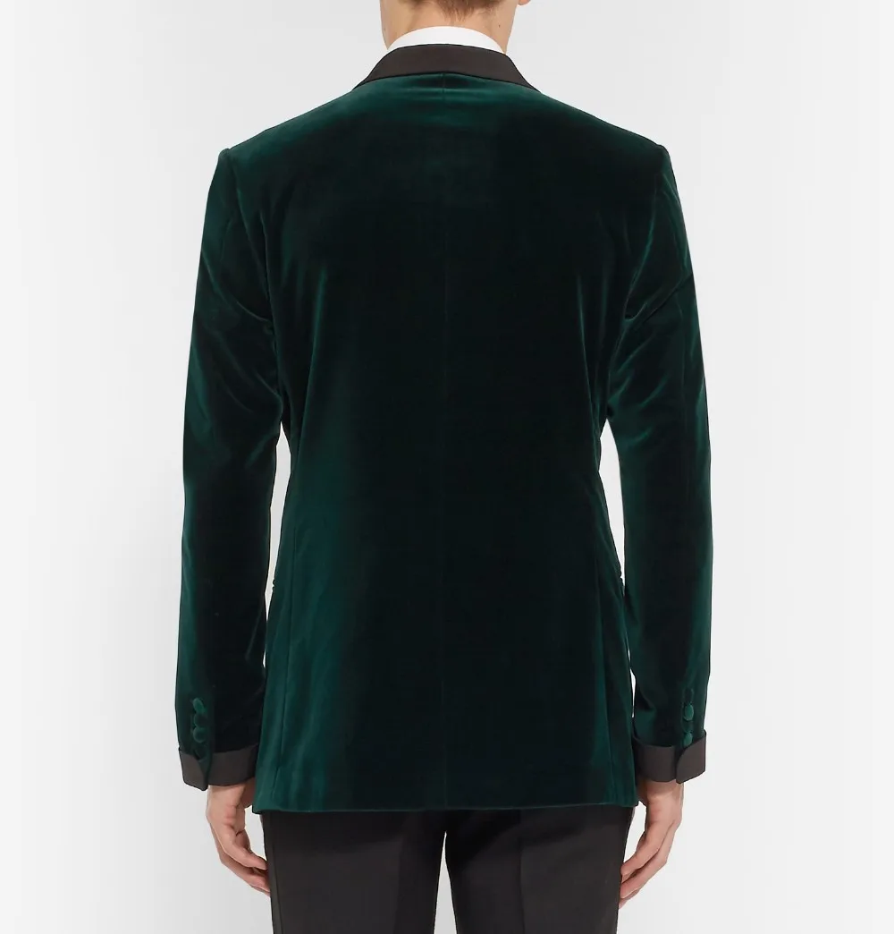 Green Velvet Tuxedo Jacket Designs Custom Made Men Suit jacket Elegant Smoking Dinner Jacket Slim Fit Wedding Suits For Men 3