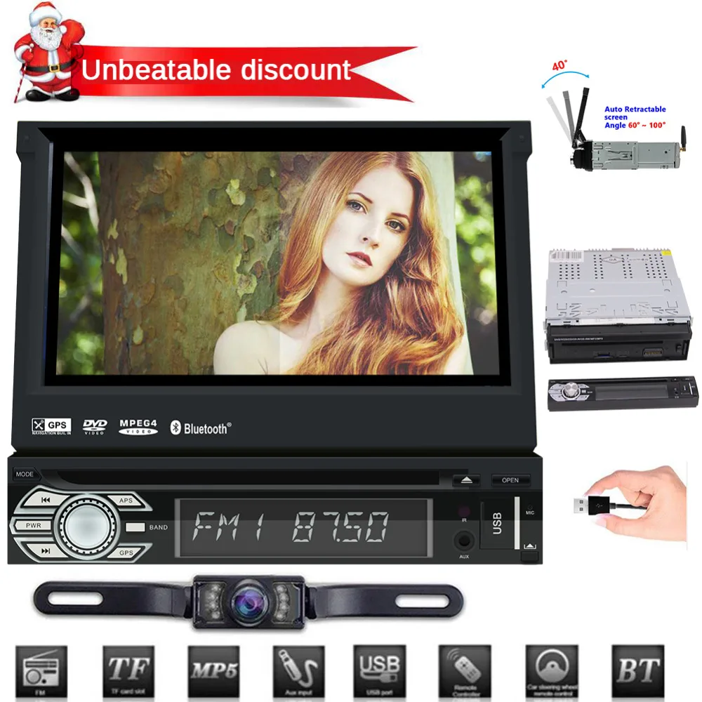

HD digital 7inch Detachable Panel gps car cd dvd player with gps navigation Single 1din car stereo navigator Headunit car radio