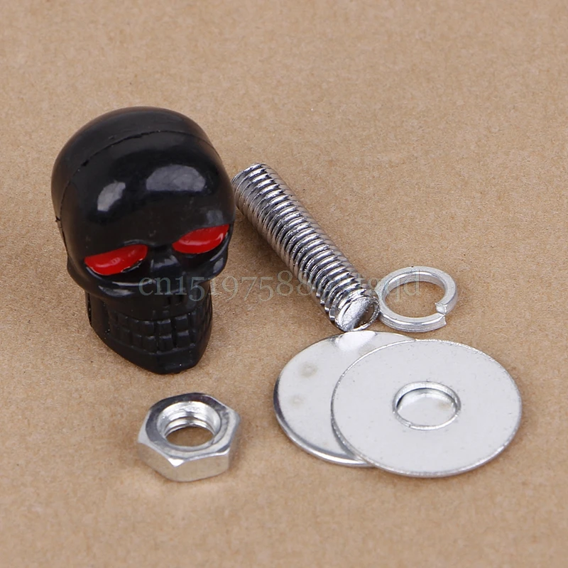 

Motorcycle Tag Fastener Skull License Plate Frame Bolts Screw Caps Fastener 4Pcs