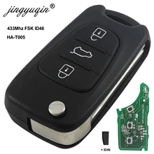 Jingyuqin 3 botões virar dobrável 433 mhz pedir id46 remoto chave do carro automático para kia rio 3 picanto ceed cerato sportage k2 k3 k5
