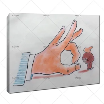 

HASYOU 100% Oil Painting Funny Hand and Man Decoration Painting Home Decor On Canvas Modern Wall Prints artwork