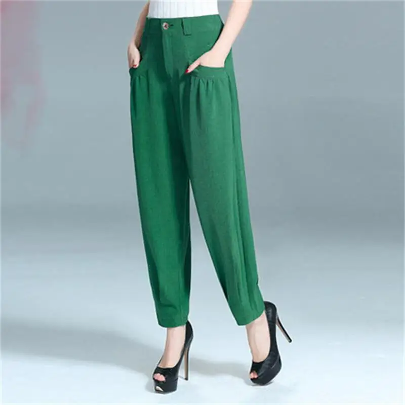 

Fashion women's linen yarn female loose chiffon casual pants summer thin section spring and autumn ladies wild tide nine pants
