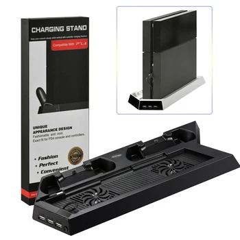 

PS4 Mutilfunctional Vertical Cooling Stand Cooler Fan Dual Joystick/Controller/Joypad USB Charger for Playstation 4 PS4