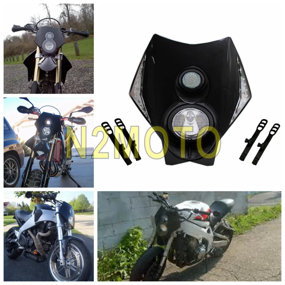 

Dirtbike LED Headlight Halogen H3 Supermoto Head Lamp LED Side Turn Lights Motocross Off Road Head Lights For KTM KLX WR CRF EXC