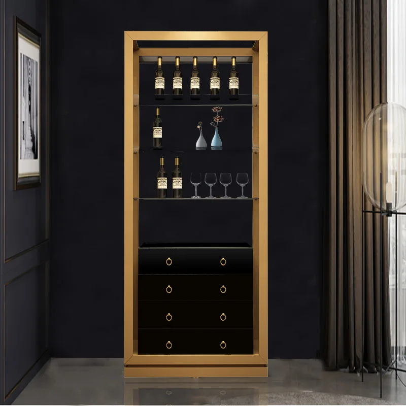 Luxury italian wine cabinet design stainless steel Vitrine