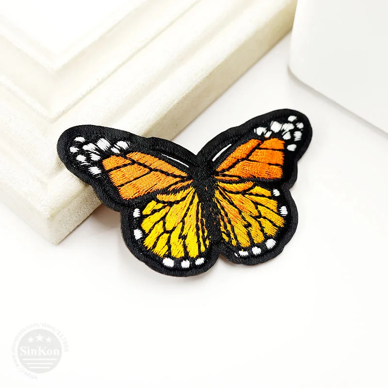 Желтая бабочка(Размер: 5,0X8,0 см) DIY вышитая нашивка-аппликация Одежда для глажки одежды Швейные принадлежности Декоративные нашивки