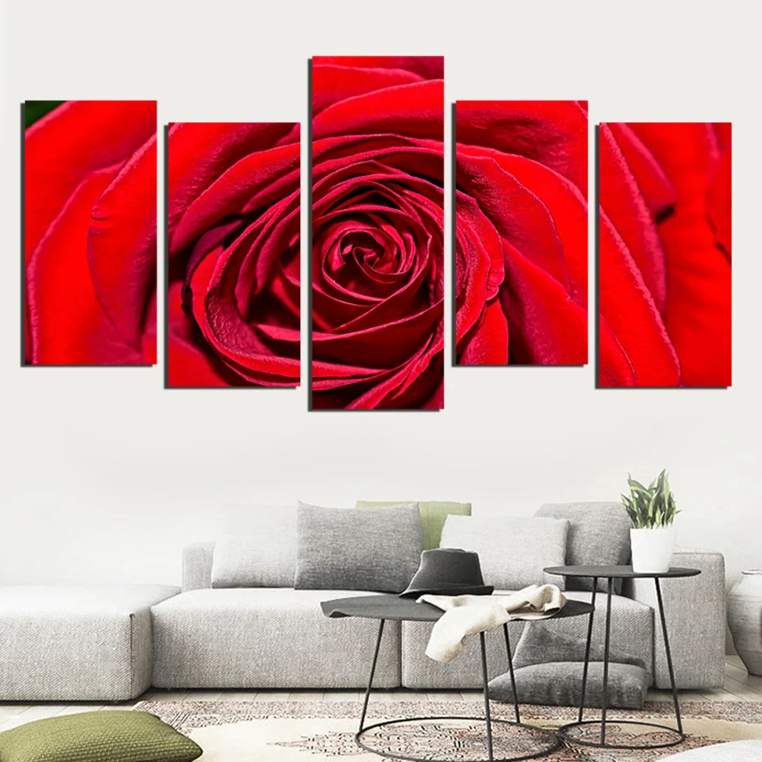 

Red Rose Flower Landacape Posters and Prints Abstract Wall Art Canvas Painting Picture Modern Home Decor FA625