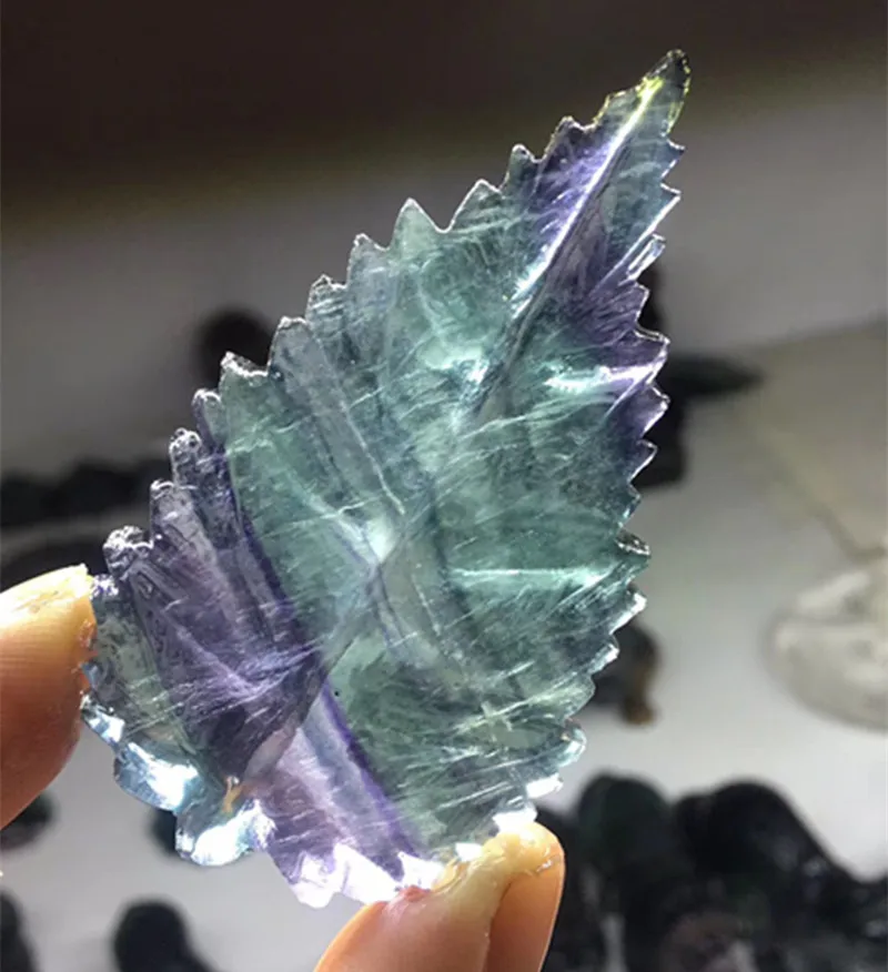 

Beautiful Natural fluorite leaf Rock Crystal Leaf Shape For Jewelry Making