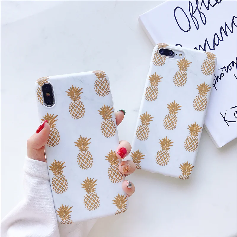 

Gold Pineapple marble Phone cases For iPhone XS Max X XR case for iphone 6 6s 7 8 Plus Matte soft silicon tpu case capa