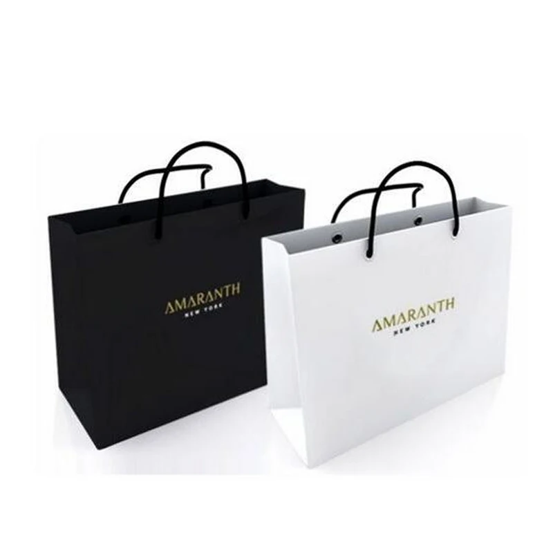 white and black paper bags