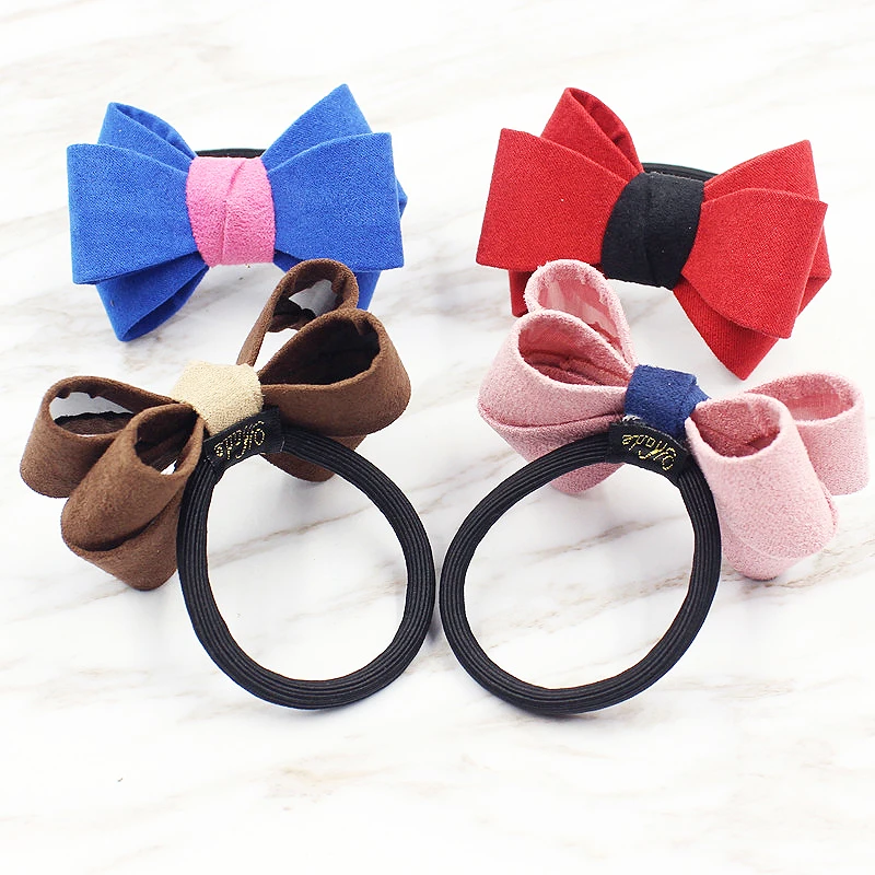 LNRRABC 16Colors Bowknot Hair Tie Ponytail Women Rubber Band Elastic