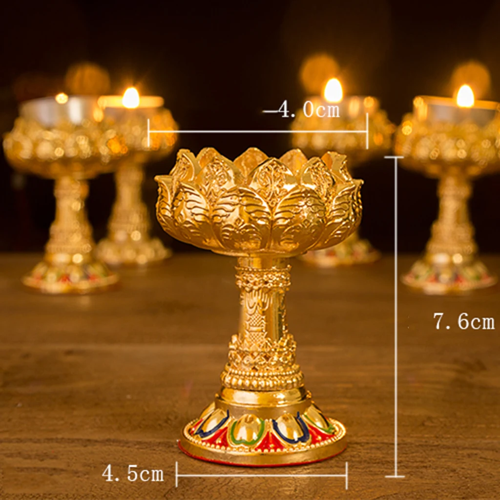 45/76mm Height Buddha Lotus Butter Candle Lamp Holder Base Burner for Home Praying Safe/ Fortune/ Luck
