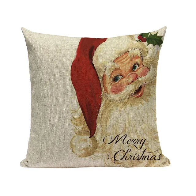 Наволочка для подушки с принтом Санта-Клауса и оленя, декоративные наволочки для подушек в стиле ретро, винтажная квадратная наволочка для подушки с рождественской елкой - Цвет: 11