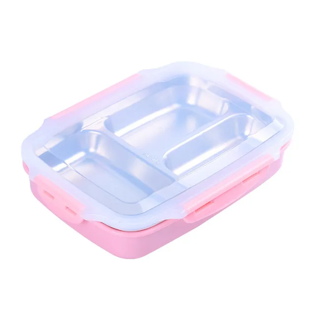 MICCK Ланч-бокс из нержавеющей стали портативная коробка для бенто Microwavable пищевые контейнеры с отсеками кипяток изоляция воды - Цвет: Pink