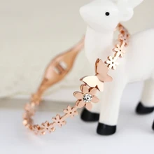 Oro de Rose Plateado Mariposa de Cristal Pulsera 2015 de la Nueva Llegada de Titanio de Acero Joyería Fina Regalo de Cumpleaños Mujer Envío Gratis