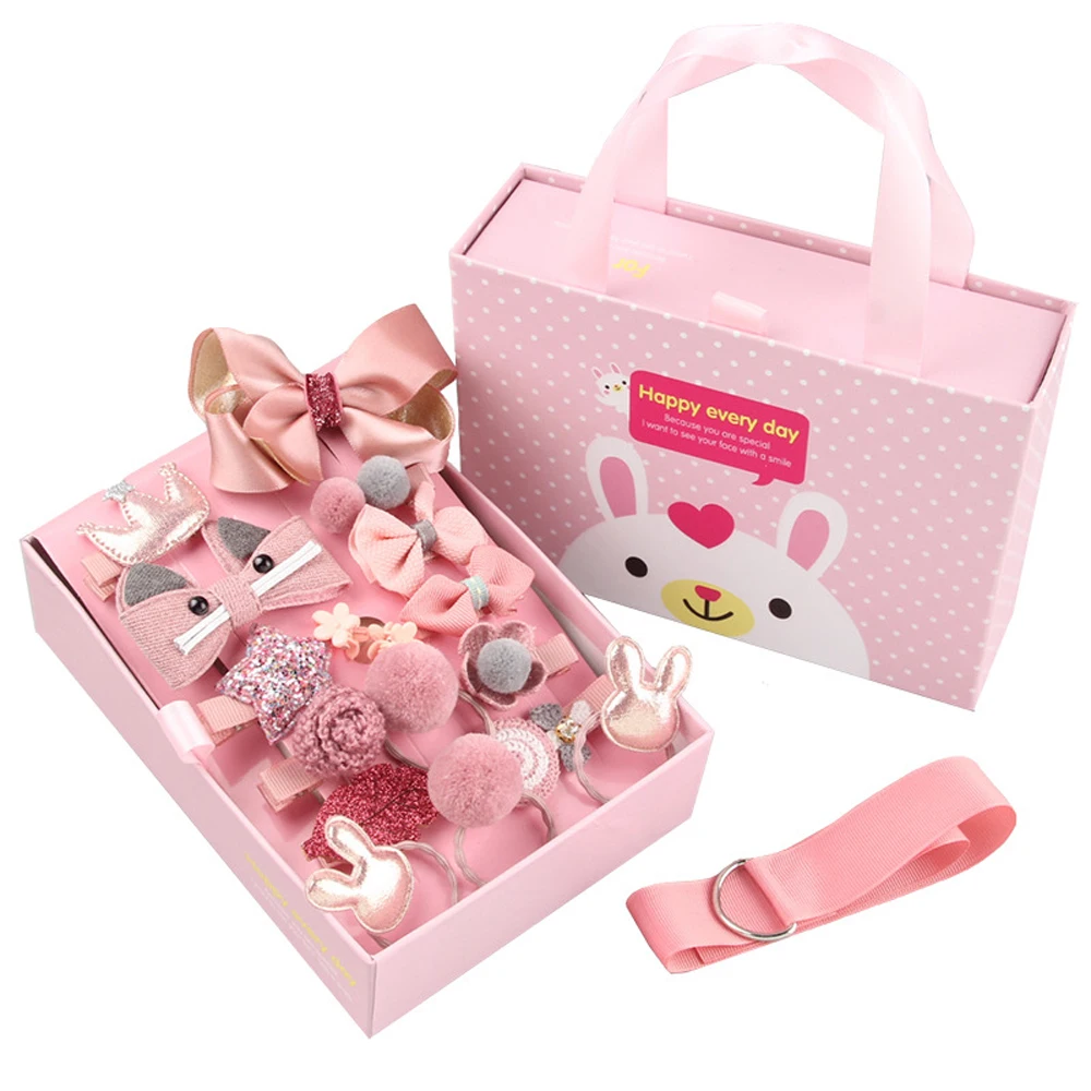 

18 Pcs/Box Children Cute Hair Accessories Set Baby Fabric Bow Flower Hairpins Barrettes With Gift Box Hair clips Girls Headdress