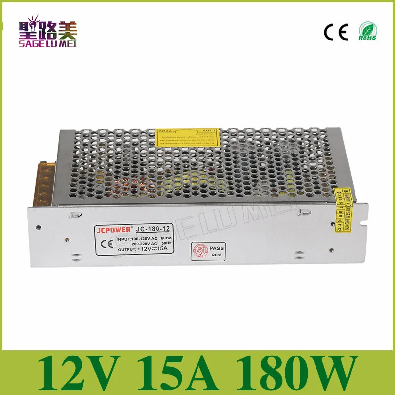 1 шт./лот DC12V 15A 180W led Универсальный Регулируемый импульсный трансформатор питания