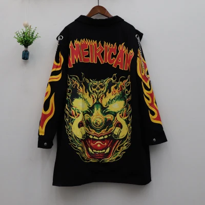 Tranchée blanc Chaîne Femmes Stand Hop Manteau Métal Hip army De Tête Printemps Automne Noir Longue Green Lâche En Tigre Col 3409 Flamme Streetwear Coupe vent Pour 4zwU1xE
