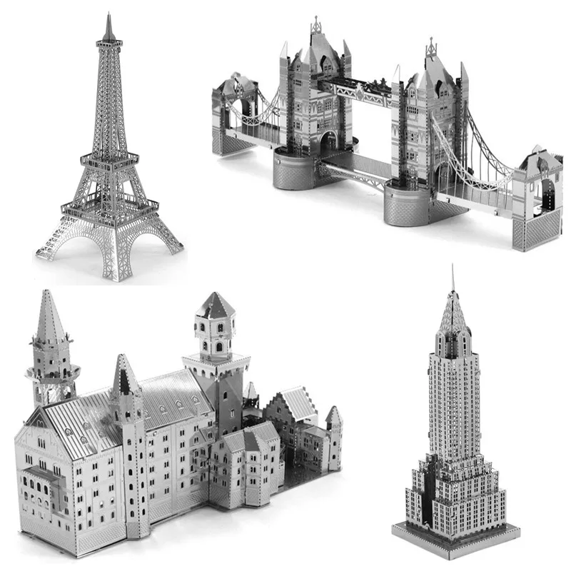 Rushed!24 Styles 3D Metal Puzzle DIY Assembly Arch...