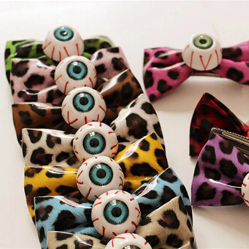 Free Shipping!2023 New Halloween Evil Eye Leopard Bowknot Hair Clip Headwear Hairclip Womens Hair Accessories
