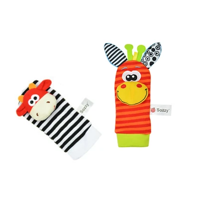 Sozzy Детские погремушки-животные с запястьем с носками Новорожденные игрушки - Цвет: O
